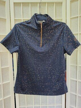 Ovation Glitter Dot Shirt, Med, Navy & Rose Gold